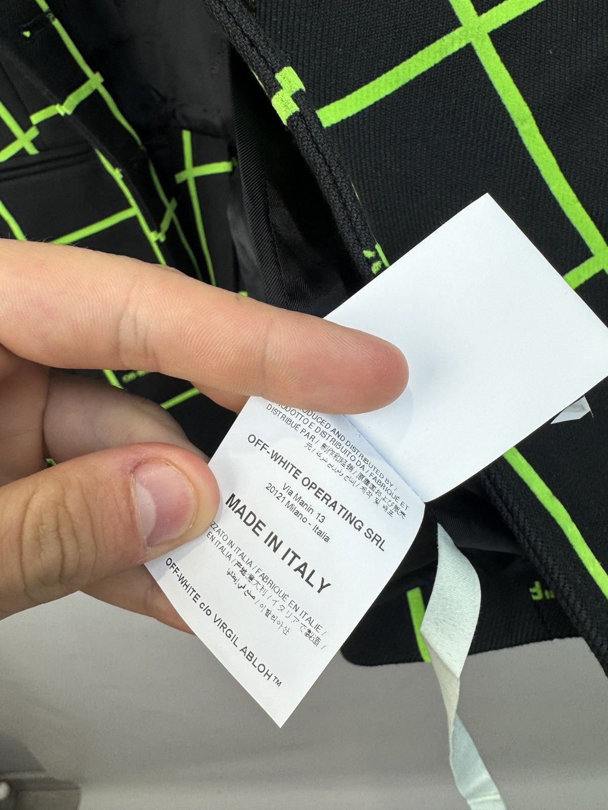 Off-White Off-White c/o Virgil Abloh "Flock"Neon Checked Fitted Jacket Size M / US 6-8 / IT 42-44 - 10 Thumbnail
