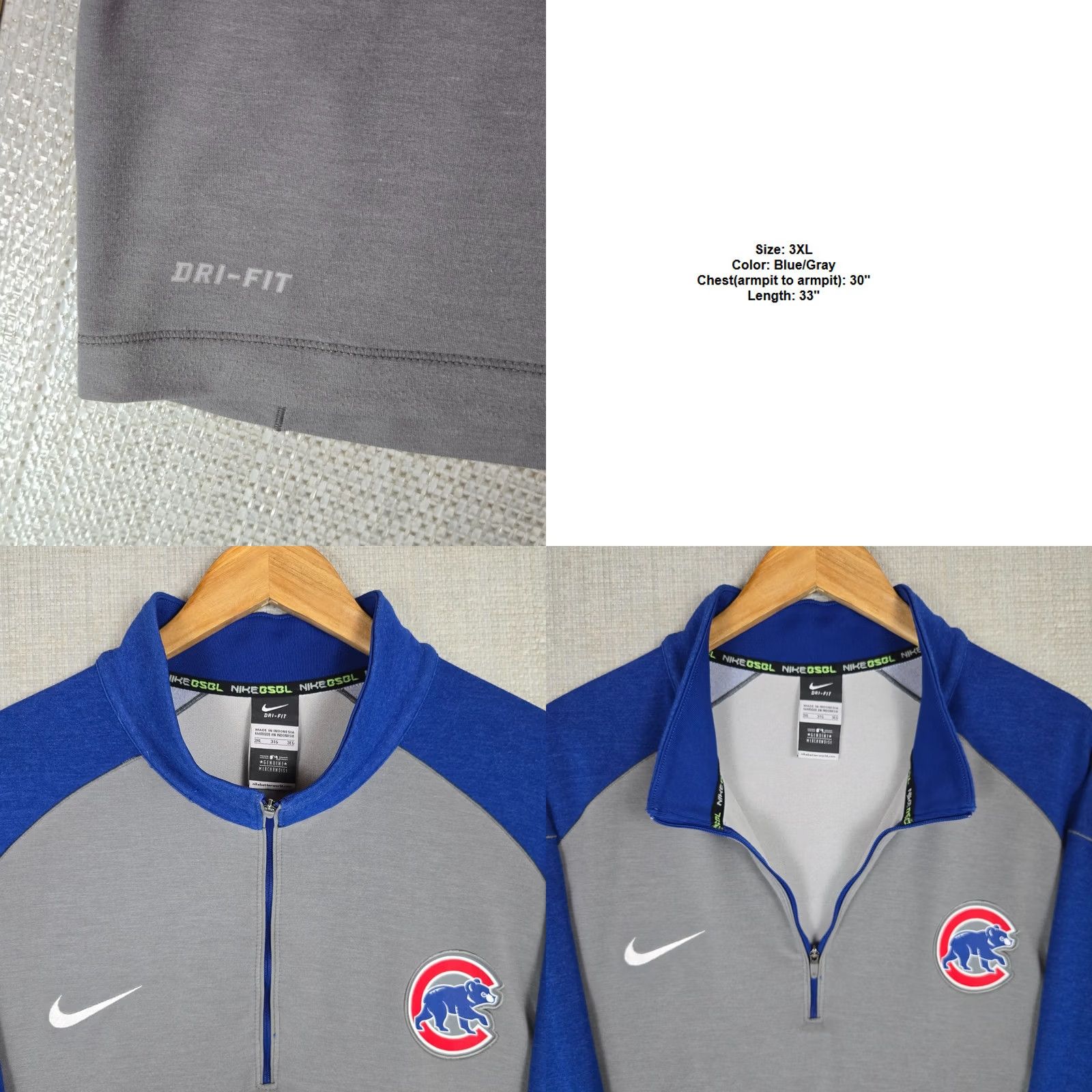 Nike Nike DRI-FIT Chicago Cubs 1/4 Zip Pullover Long Sleeve Shirt Mens 3XL Gray Size US L / EU 52-54 / 3 - 8 Thumbnail