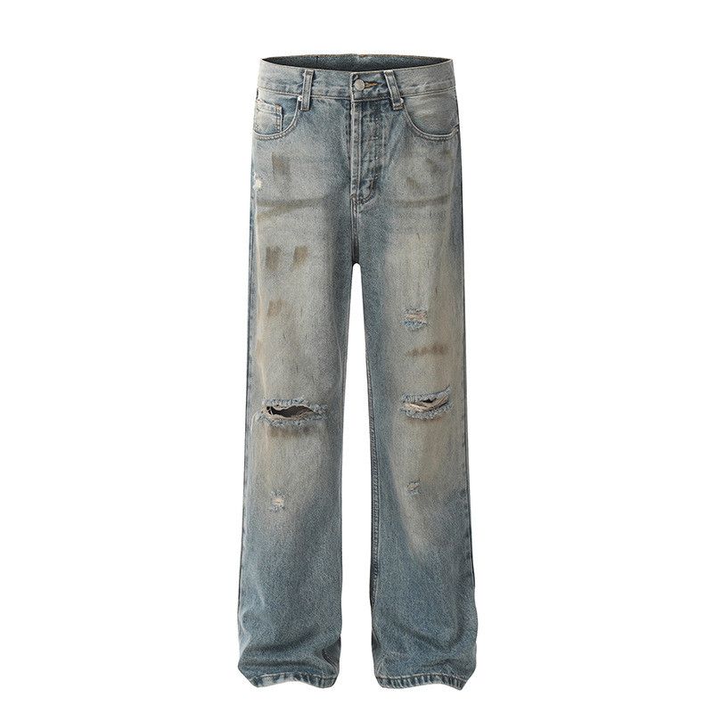 Vintage Retro washed street cleanfit straight flared ripped jeans Size US 32 / EU 48 - 1 Thumbnail