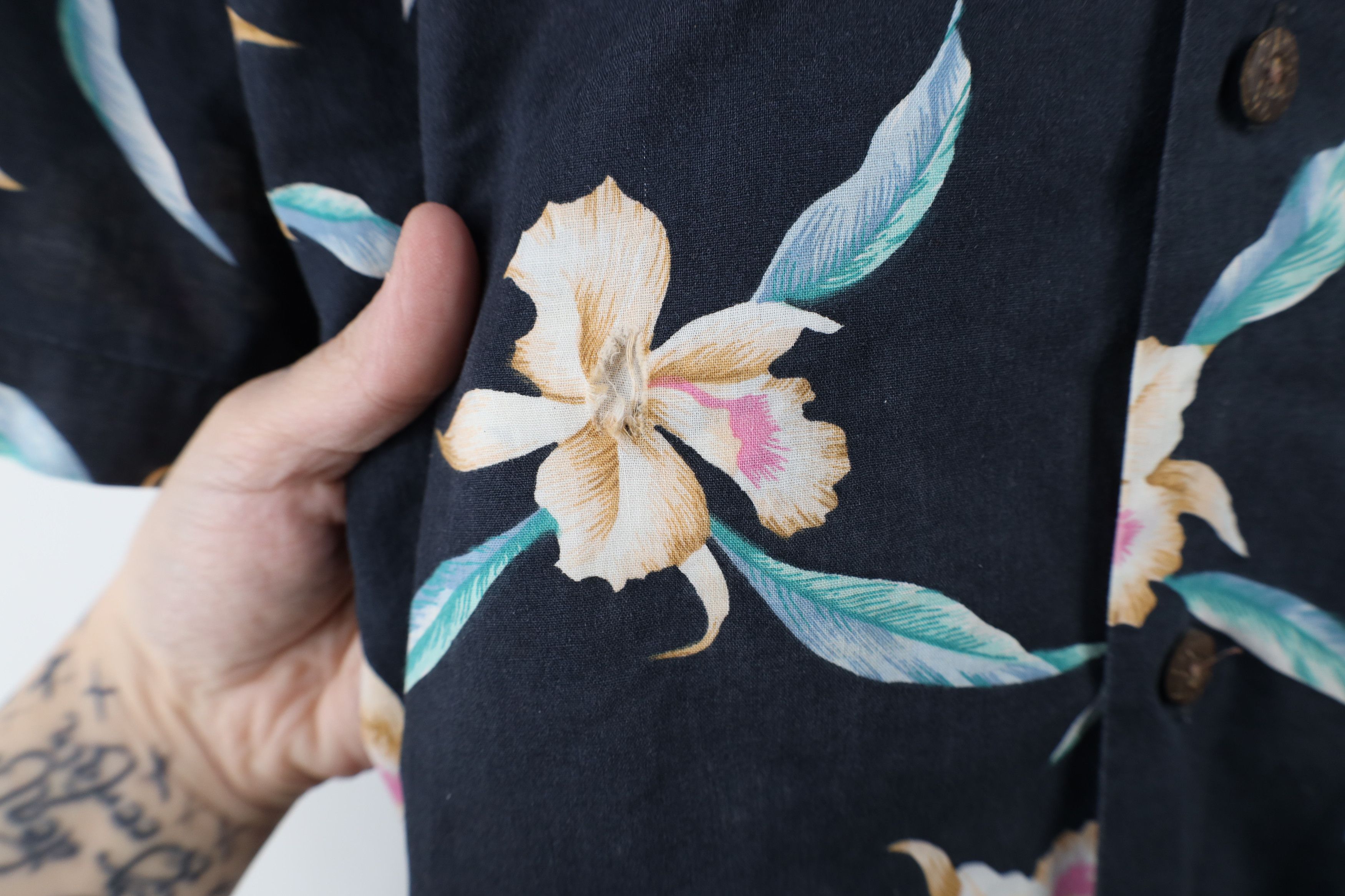 Lands' End × Vintage Vintage 90s Lands End Flower Camp Collar Button Shirt USA Size US XL / EU 56 / 4 - 5 Thumbnail