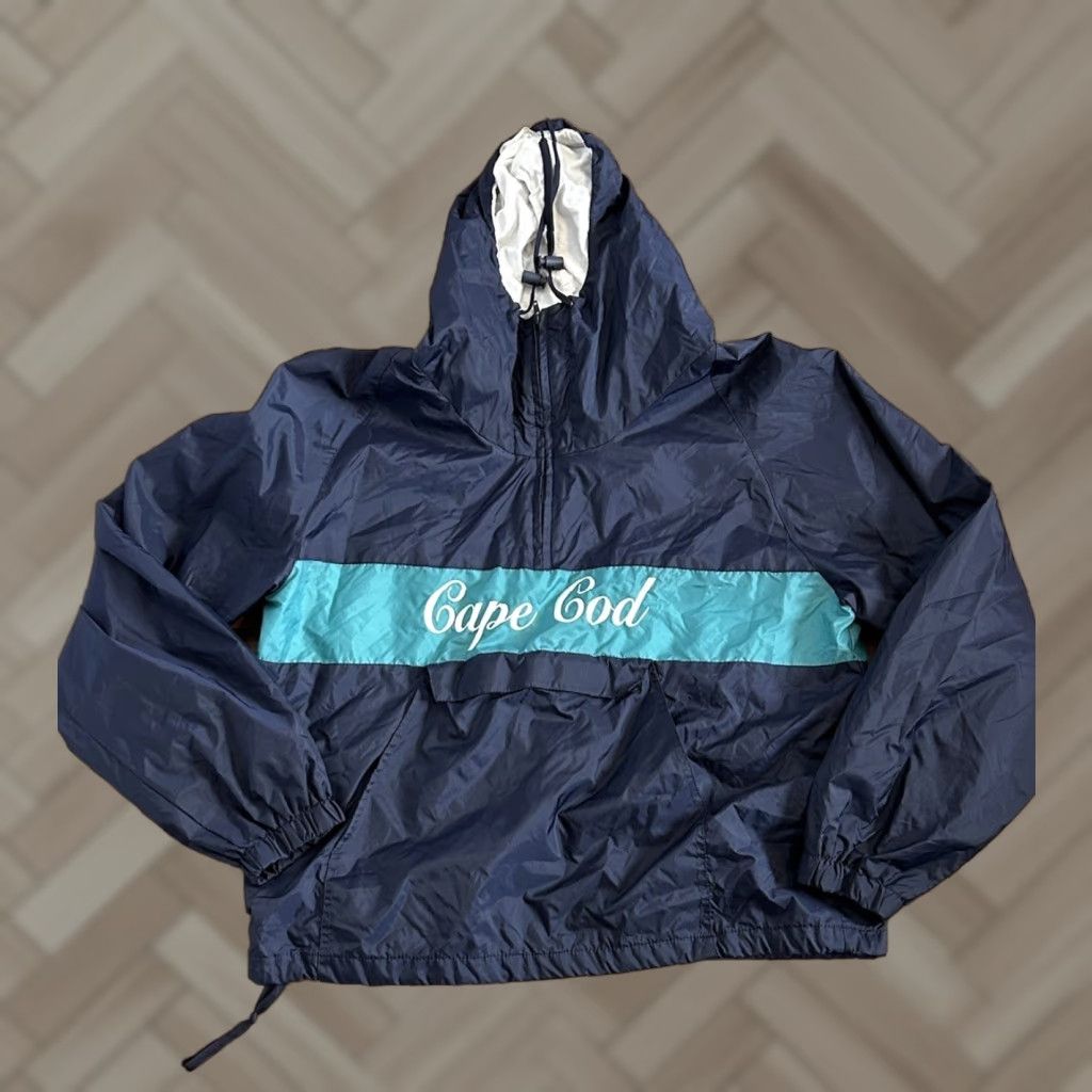 Vintage Cuffy's Cape Cod Long Sleeve Hoodie 2XL Mens Blue Nylon 1/4 Zip Windbreaker Pockets Size US XXL / EU 58 / 5 - 1 Thumbnail