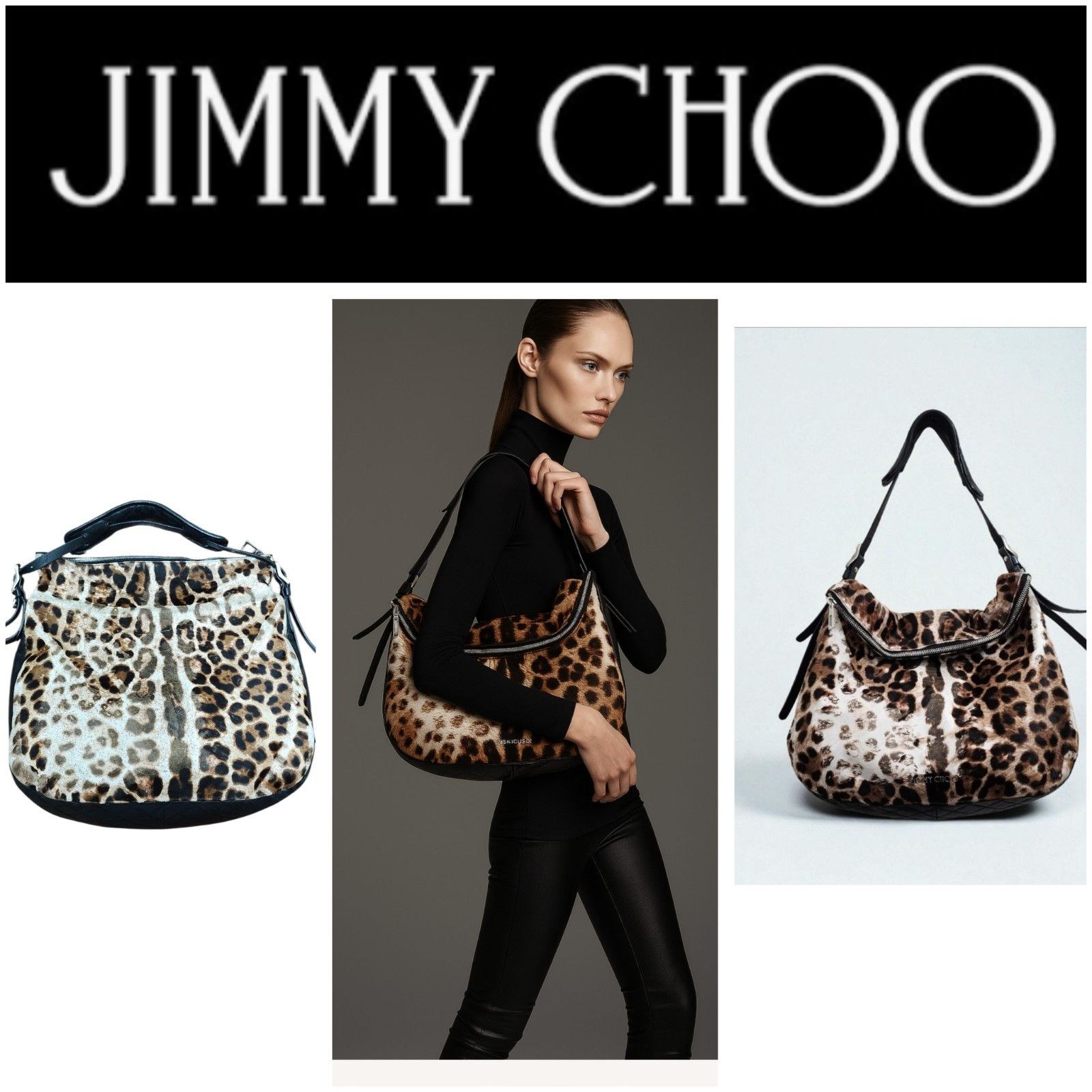 Jimmy Choo Jimmy Choo Animal Print Hobo Bag Fur & Leather Designer Size ONE SIZE - 22 Thumbnail