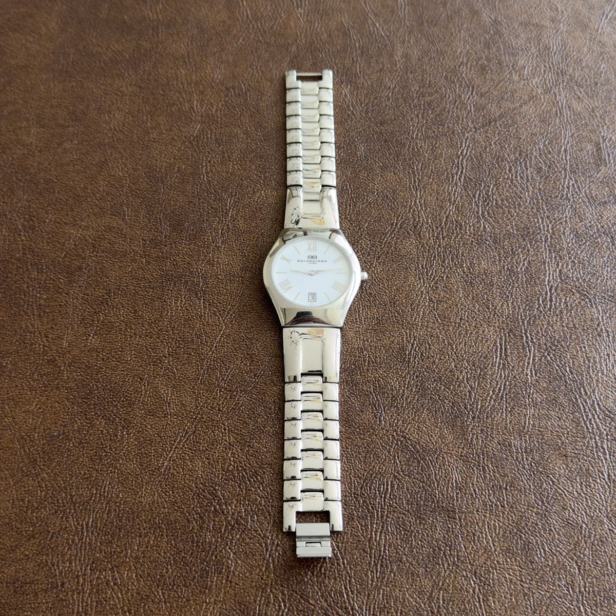 Balenciaga Vintage Roman White Circle Dial Stainless Steel Quartz Watch Size ONE SIZE - 1 Thumbnail