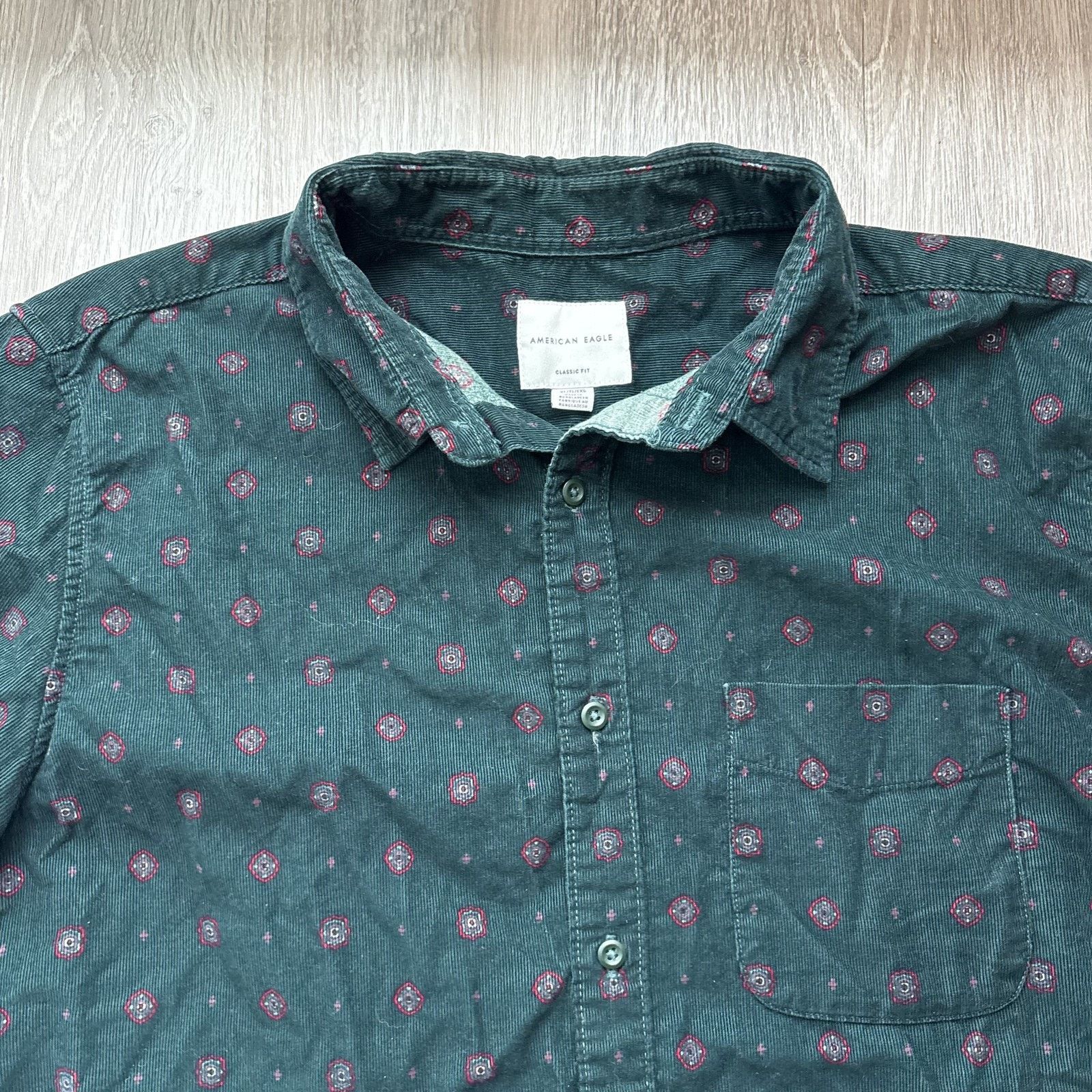 American Eagle Outfitters American Eagle Men's XL Classic Fit Corduroy Shirt Green Size US XL / EU 56 / 4 - 3 Thumbnail