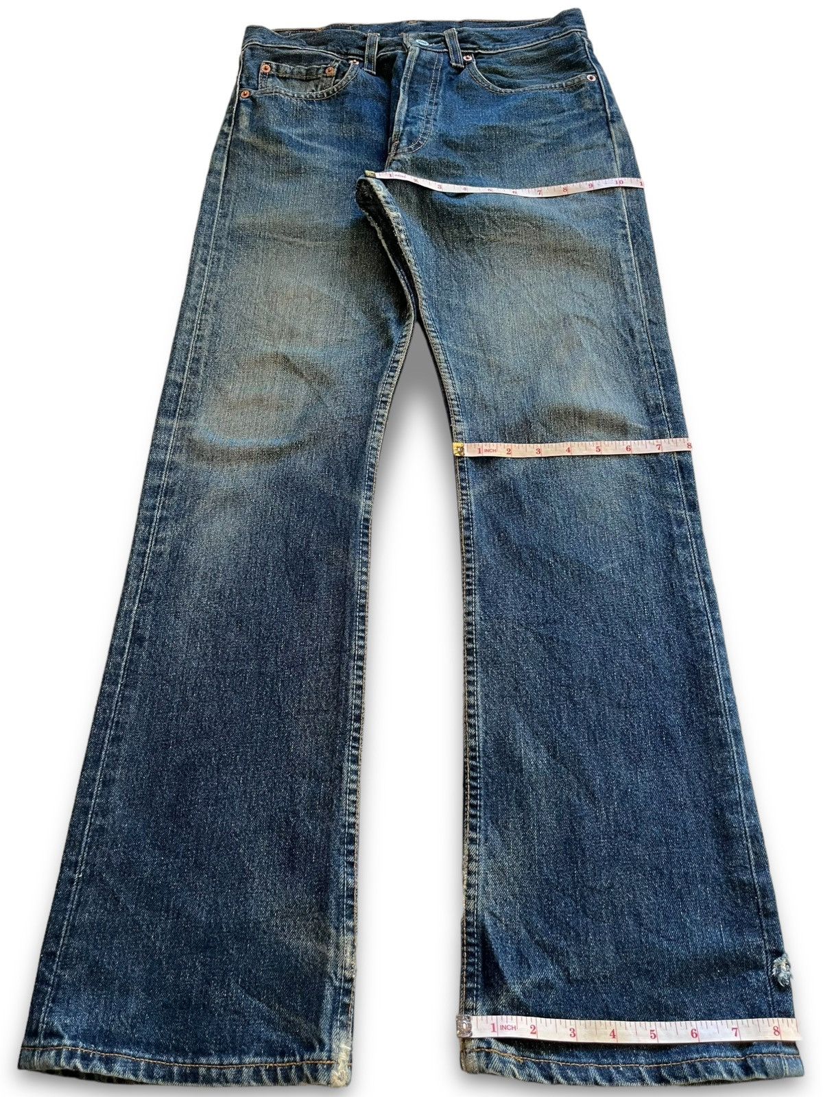 Levi's × Levi's Vintage Clothing UK Vintage 90s Levis 555 Button Fly Blue Wash Flare Jeans Size US 30 / EU 46 - 13 Thumbnail