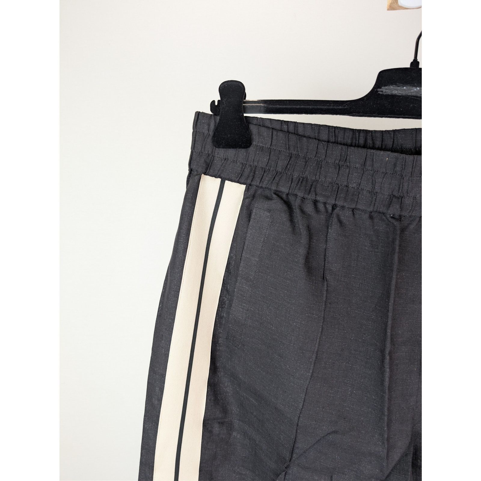 Palm Angels o1rshd1 Classic Logo Linen Track Pants Anthracite/Off White Size US 36 / EU 52 - 6 Thumbnail