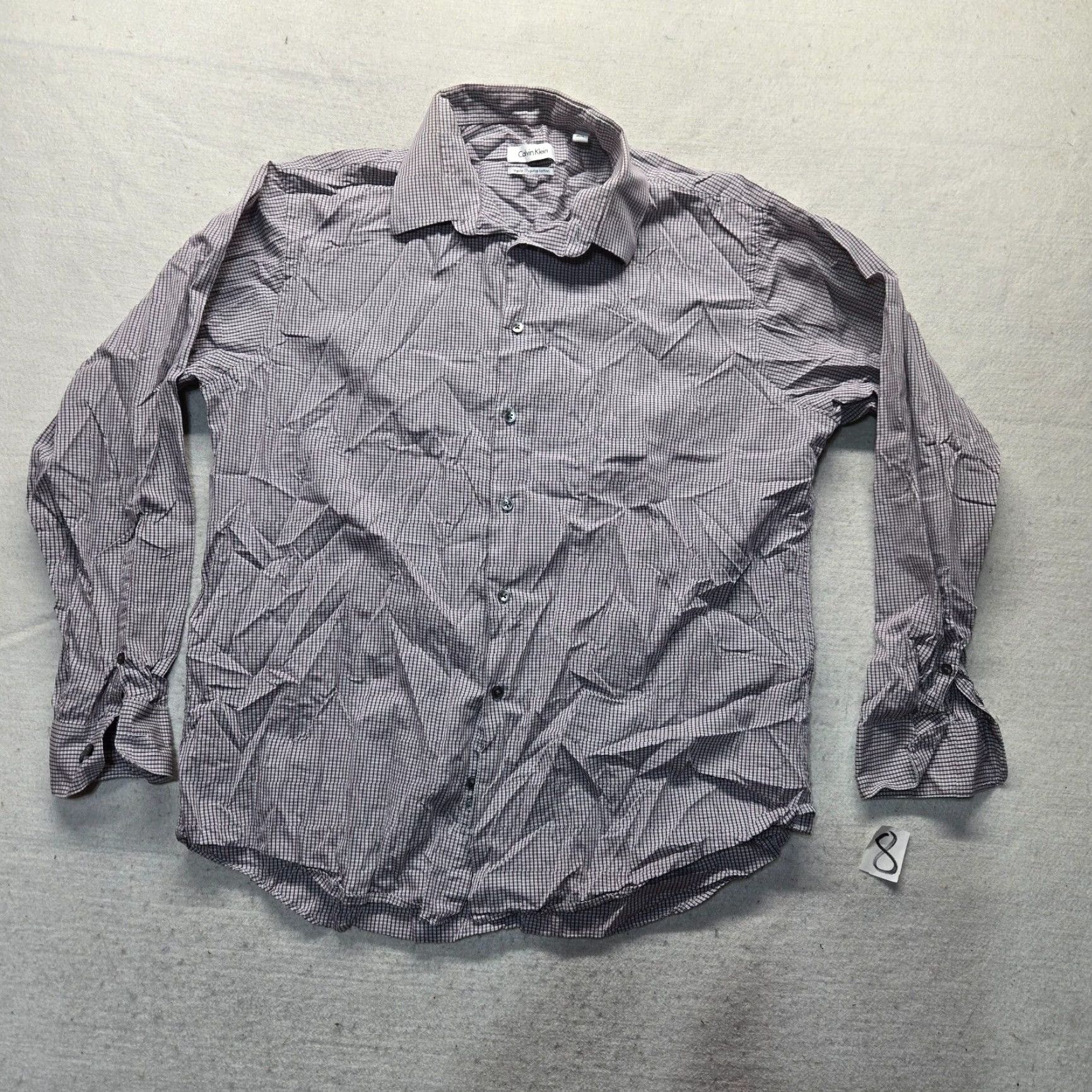 Calvin Klein Calvin Klein Gray Checkered Dress Shirt Adult Men's 17 Slim Fit Long Sleeve Button-Down Size US XL / EU 56 / 4 - 2 Thumbnail