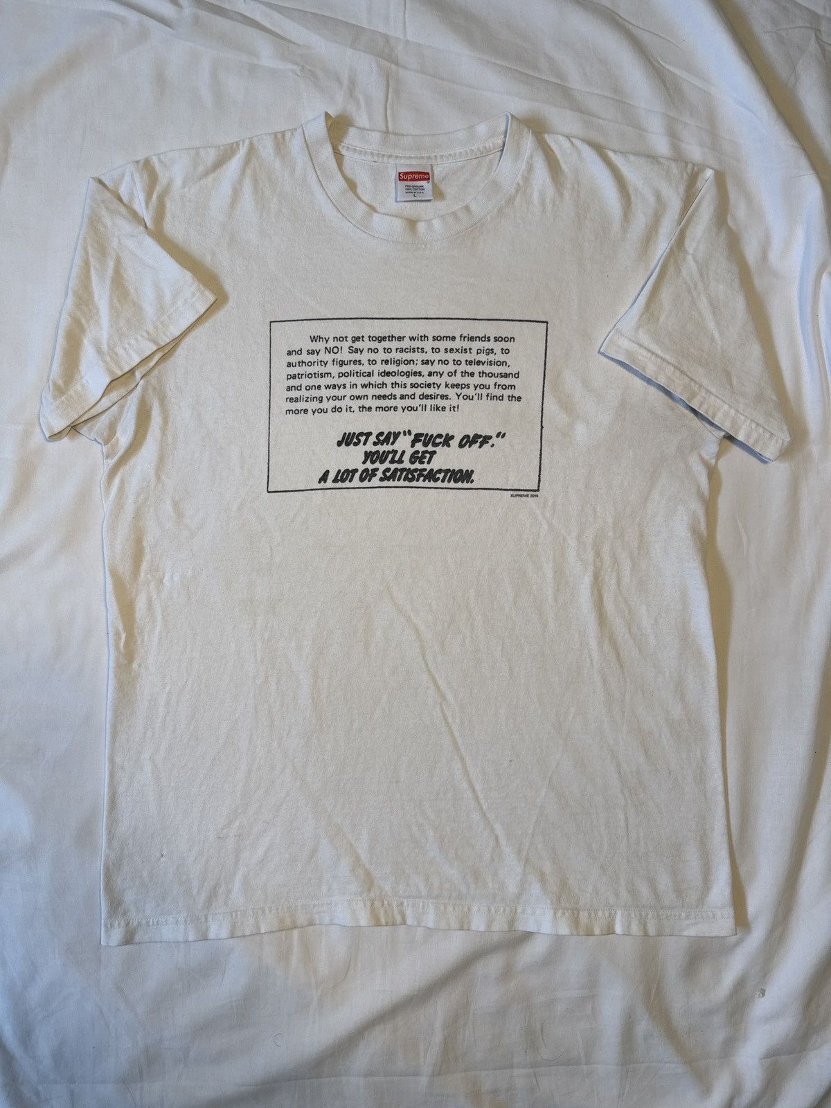 Supreme Supreme Just Say No White Tee Shirt Size US L / EU 52-54 / 3 - 1 Thumbnail