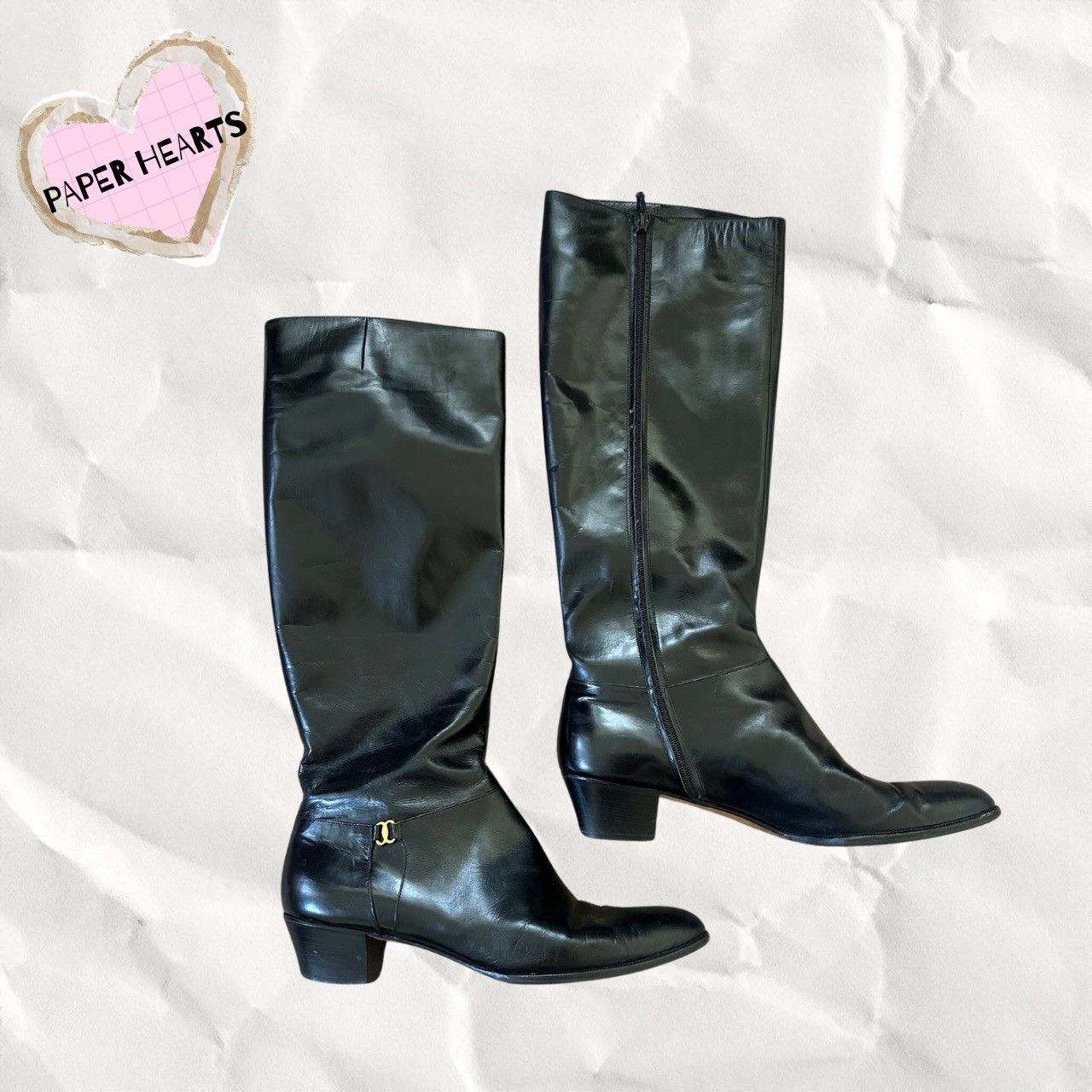 Salvatore Ferragamo × Vintage VINTAGE Salvatore Knee High Black Leather Riding Boots Size US 10.5 / IT 40.5 - 1 Thumbnail