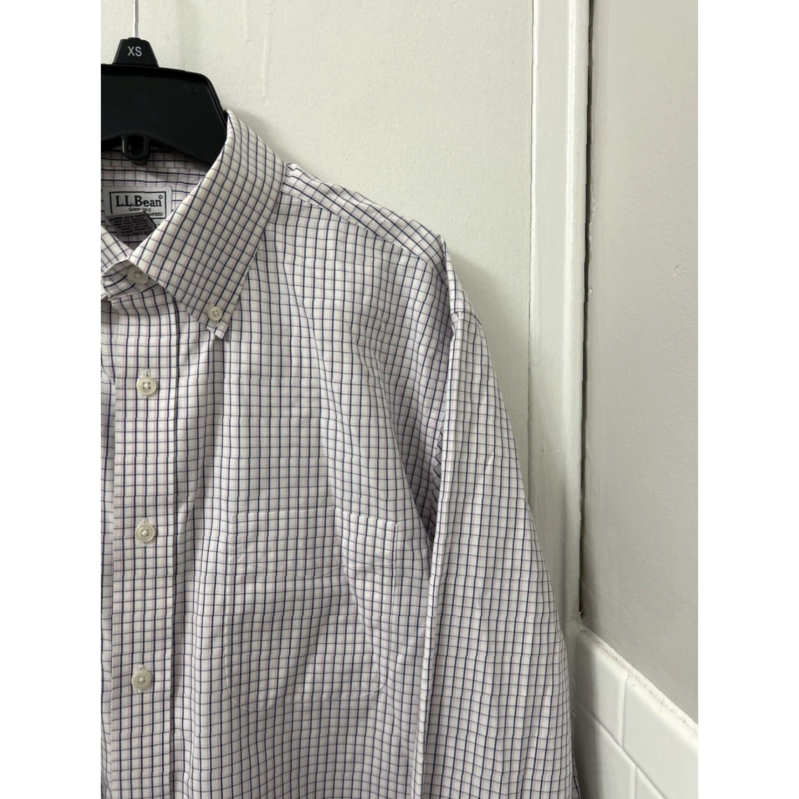Vintage L.L. Bean Shirt Mens 16.5 White Oxford Plaid Button-Up Wrinkle-Free L/S 300450 Size US XL / EU 56 / 4 - 4 Thumbnail