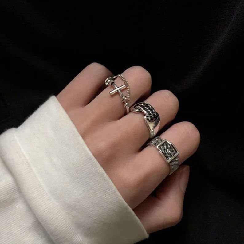 Jewelry Cross Rare Jewelry Rings Open Size Chrome Ring (Size 7-13) Size ONE SIZE - 4 Thumbnail