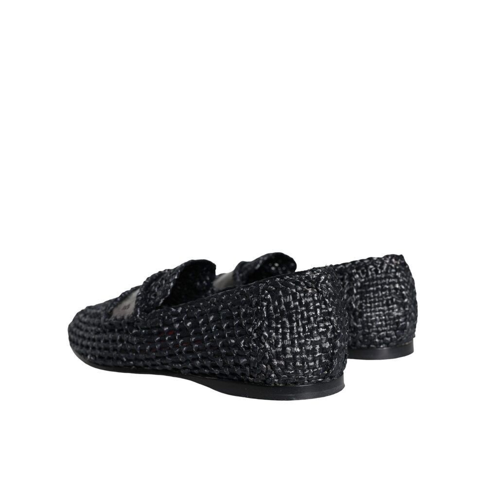 Dolce & Gabbana Dolce & Gabbana Black Woven Raffia Slip On Loafers Men Shoes Size US 7 / EU 40 - 8 Thumbnail