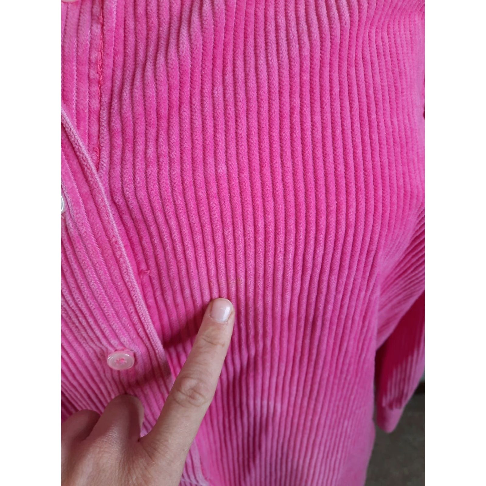 Pinko VINTAGE Cotton Corduroy Button-Up Shirt Pink Long Sleeve Relaxed L Women's 90s Theme Mens Girls Size L / US 10 / IT 46 - 3 Thumbnail