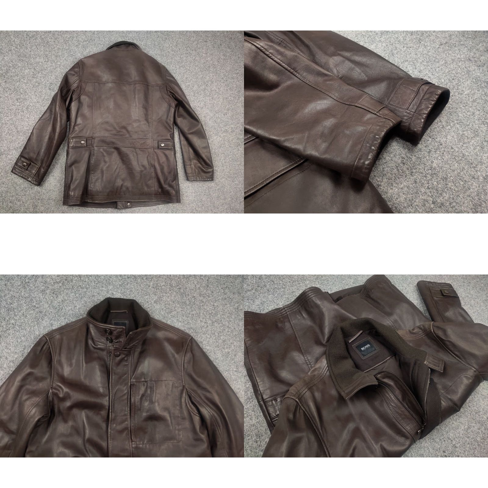 Hugo Boss HUGO BOSS Italian lamb nappa Leather Dark Brown Classic Pocket Jacket Mens Jacket Brown Leather Pocket Jacket Size US M / EU 48-50 / 2 - 8 Thumbnail