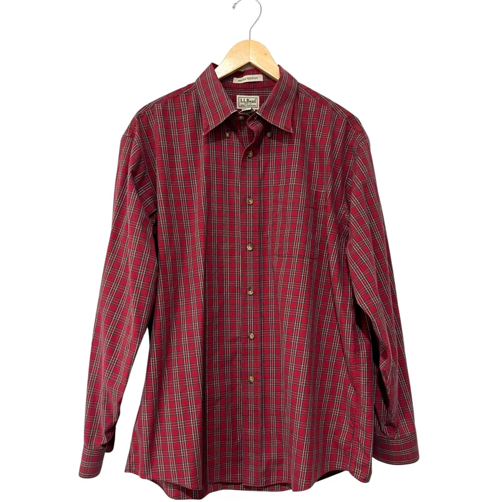 Vintage L.L.Bean Shirt Button Up Mens L Reg Red Plaid Long Sleeve Wrinkle Resistant Size US L / EU 52-54 / 3 - 2 Thumbnail