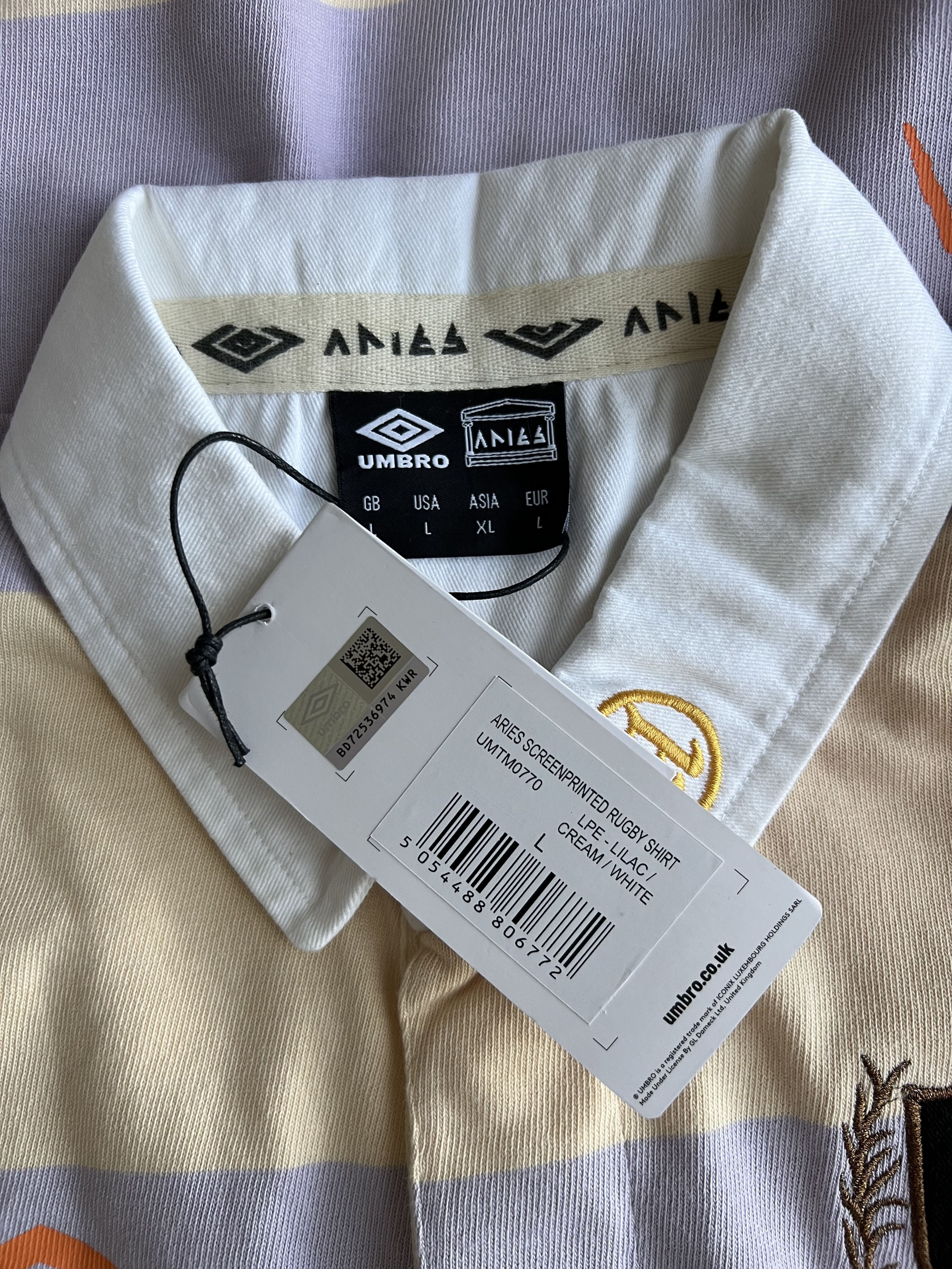 Aries Aries Umbro Screenprinted Long Sleeve Polo Rugby in White Size US L / EU 52-54 / 3 - 9 Thumbnail