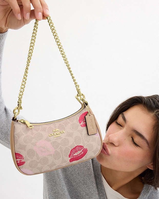 Coach Coach Teri Mini Crossbody Bag In Signature Canvas With Lips Size ONE SIZE - 9 Thumbnail