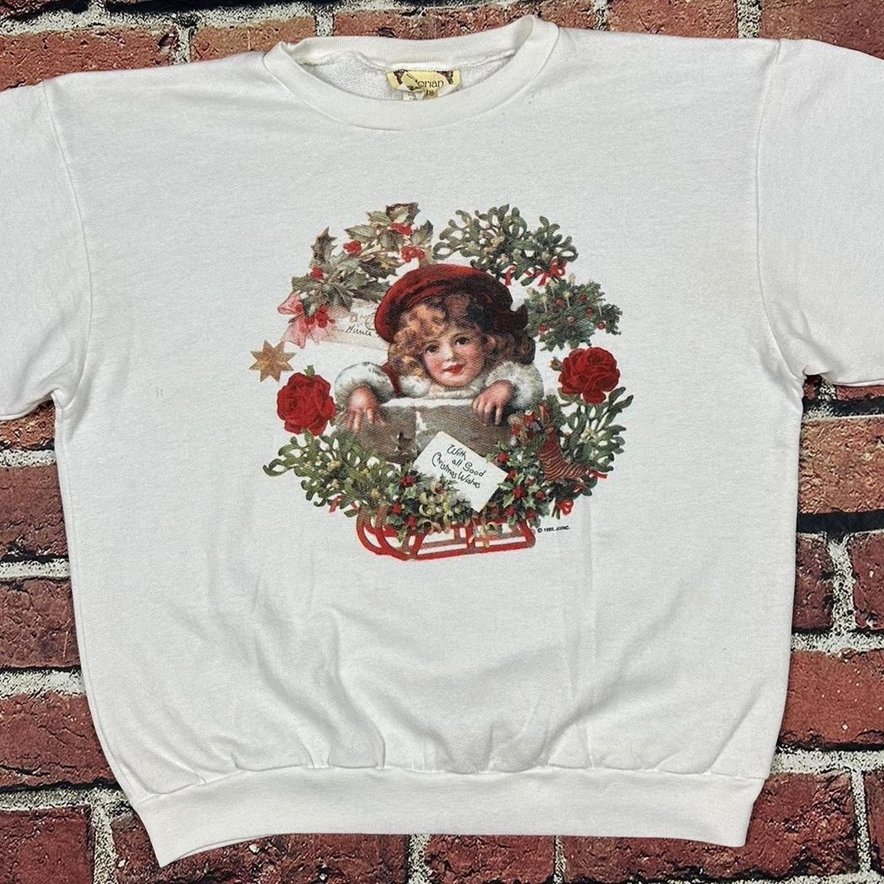 Vintage Vintage 90s Christmas Doll Sweatshirt Crewneck Victorian Joy Size L / US 10 / IT 46 - 3 Thumbnail