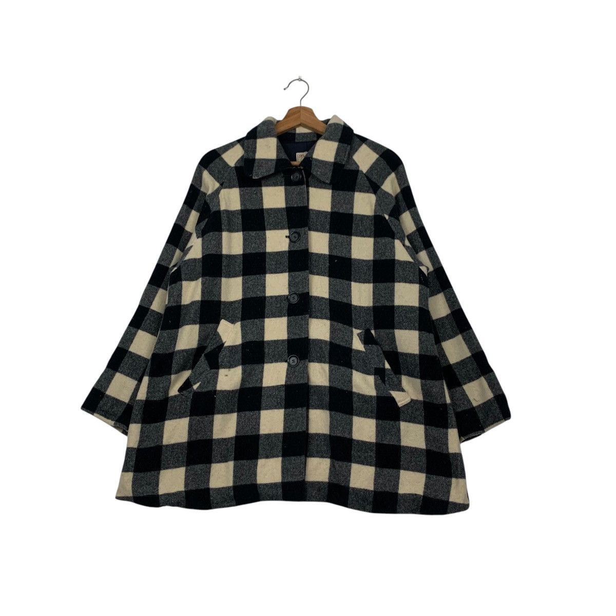 Japanese Brand SPLASH ROAD Checked Wool Coat Jacket #2265-C100 Size XL / US 12-14 / IT 48-50 - 1 Thumbnail