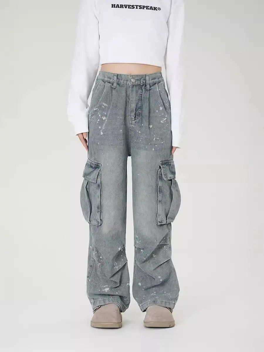 Japanese Brand Retro loose high street straight leg jeans Size US 32 / EU 48 - 4 Thumbnail