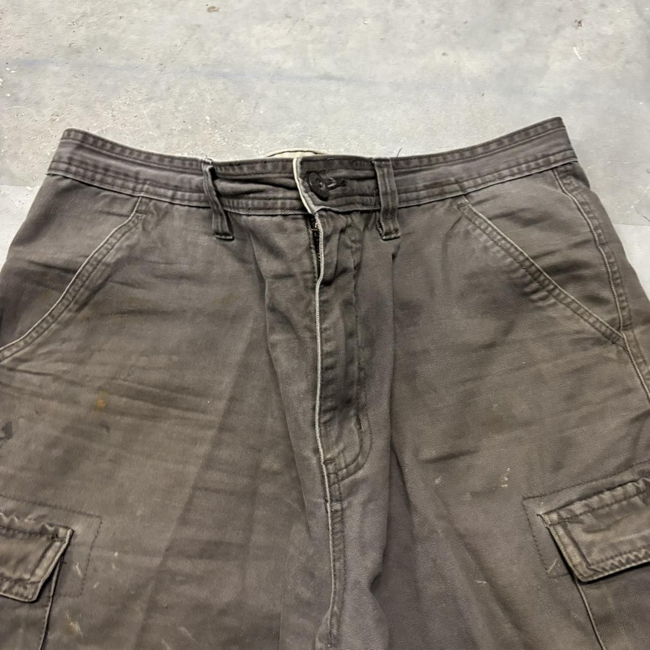 Japanese Brand × Vintage Crazy Vintage Y2K/2000s Baggy Brown Skater Streetwear Cargo Shorts! Size US 36 / EU 52 - 2 Thumbnail