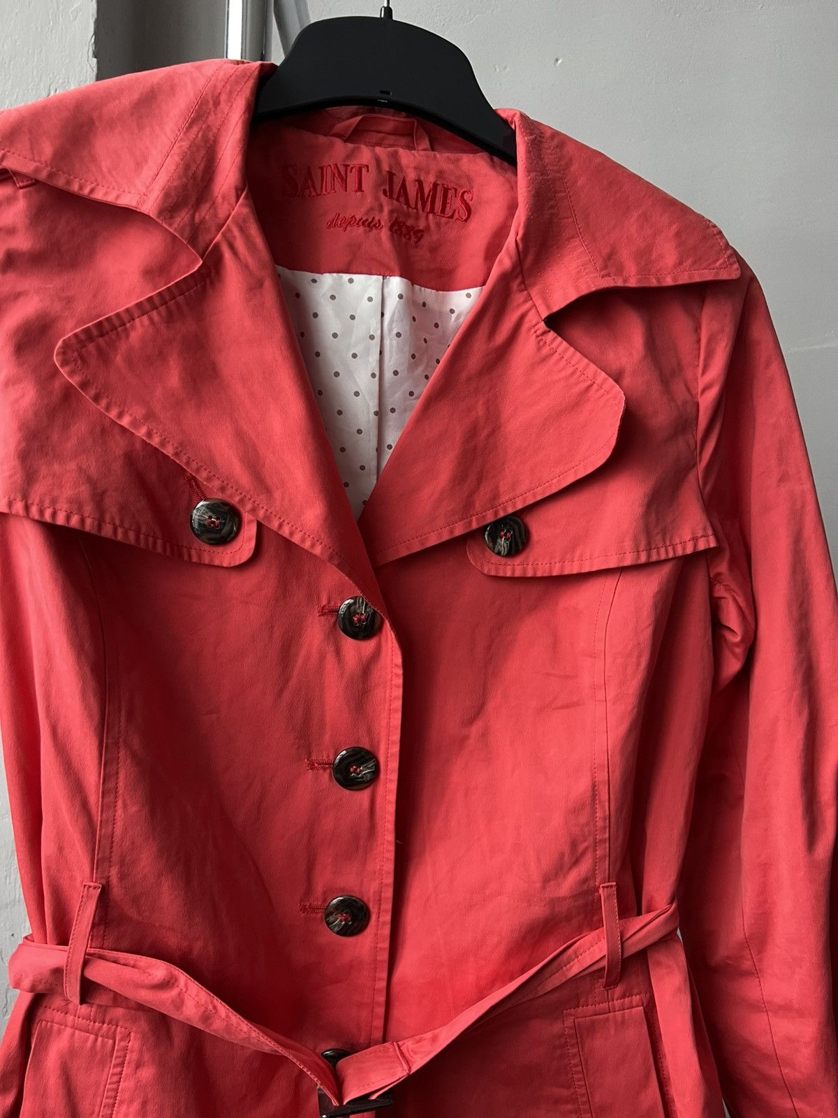 Saint James SAINT JAMES VINTAGE WOMEN PINK/ORANGE SOLID TRENCH COAT SZ 8 Size M / US 6-8 / IT 42-44 - 5 Thumbnail