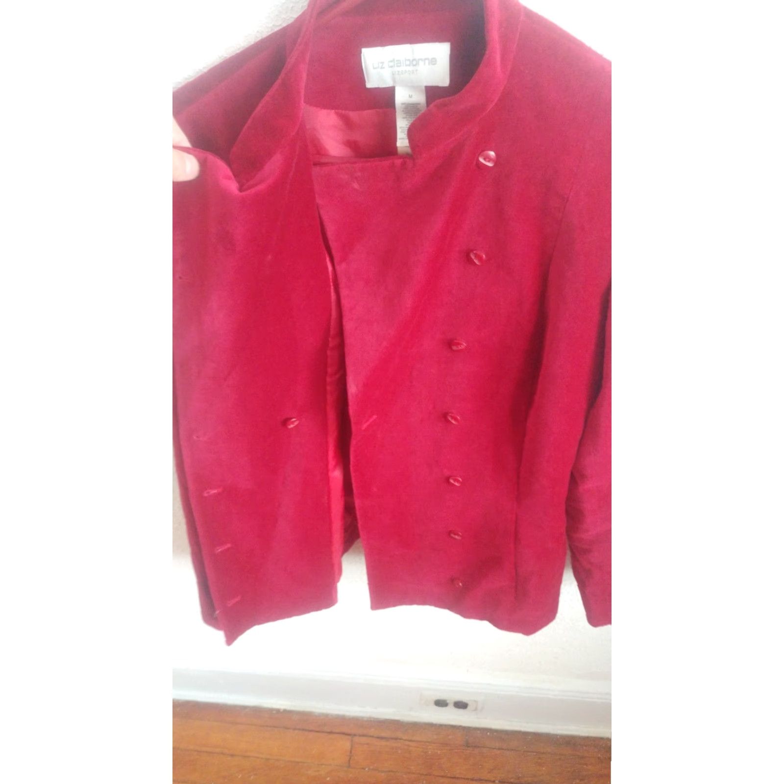 Liz Claiborne VINTAGE Liz Claiborne Liz Sport Coat Peacoat Red Velvet Car M Women Cotton Outer Shell 100% Cotton M - Womens Size M / US 6-8 / IT 42-44 - 3 Thumbnail