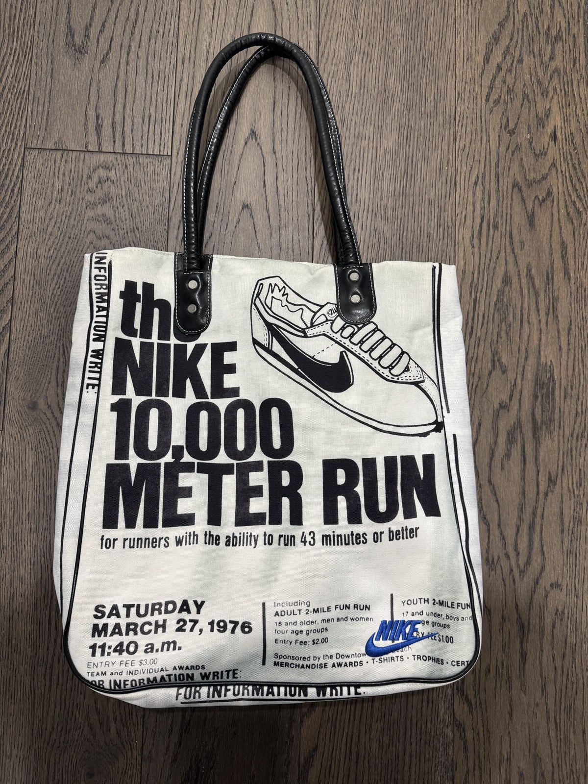 Nike Canvas 1976 Long Beach Run Commemorative Tote Bag in White, Men's