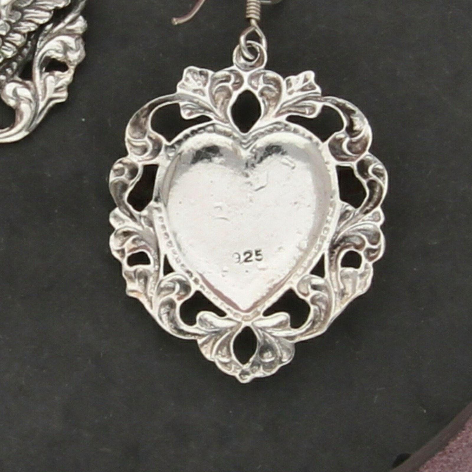 Sterling Silver sterling silver cherub angel scroll heart dangle earrings Size ONE SIZE - 3 Thumbnail