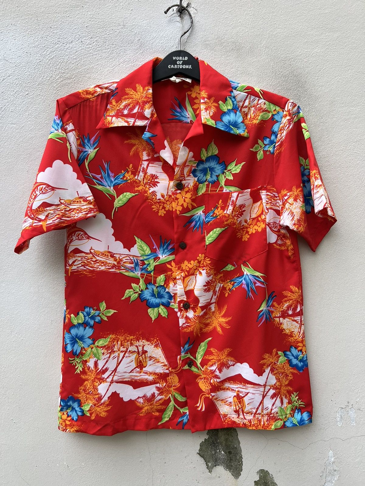 Vintage Vintage 70s Made in Hawaii Hibiscus Red Hawaiian Shirt Size US S / EU 44-46 / 1 - 5 Thumbnail