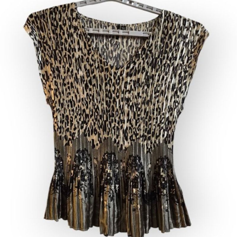 Other Milano Women’s 3X Animal Print Pleated Hem Sleeveless Top Size 3XL / US 20-22 - 2 Thumbnail