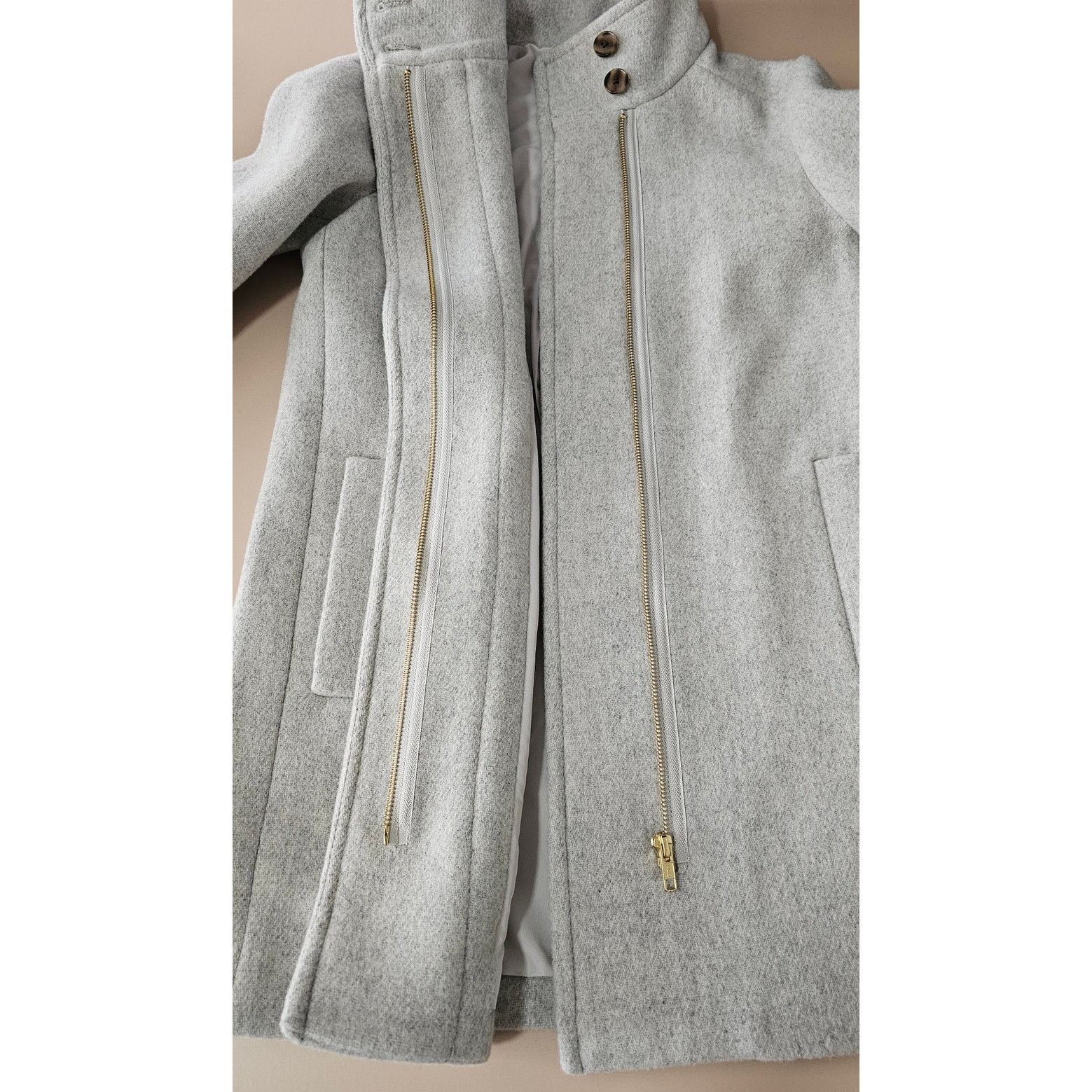 J.Crew NWT J.CREW Gray Wool Blend Button Neck Winter City Coat 00P Size XXS / US 00 / IT 34 - 10 Thumbnail