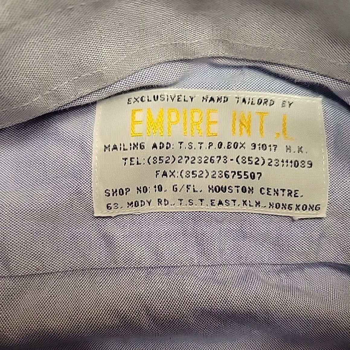 Vintage VTG Empire International Dress Shirt Mens L Blue Pinpoint Oxford Hand Tailored Size 42R - 5 Thumbnail