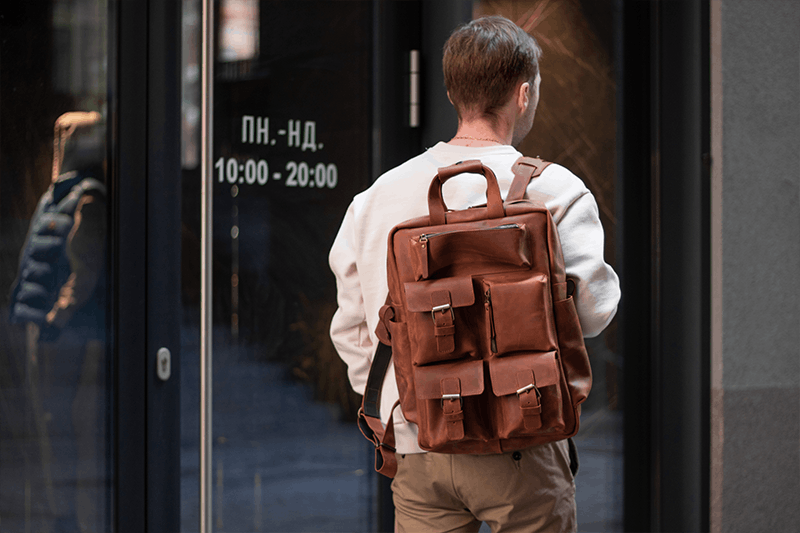 Handmade Backpack genuine vintage leather CrazyHorse Size ONE SIZE - 3 Thumbnail