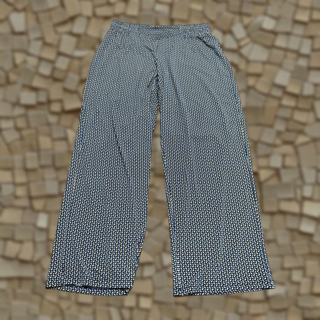 Vintage Premise Studio Pants Womens 0X Blue Pull On Wide Leg All Over Print Stretch Pants Womens Flats Front Ankle Casual Size 40" / US 18 - 1 Thumbnail