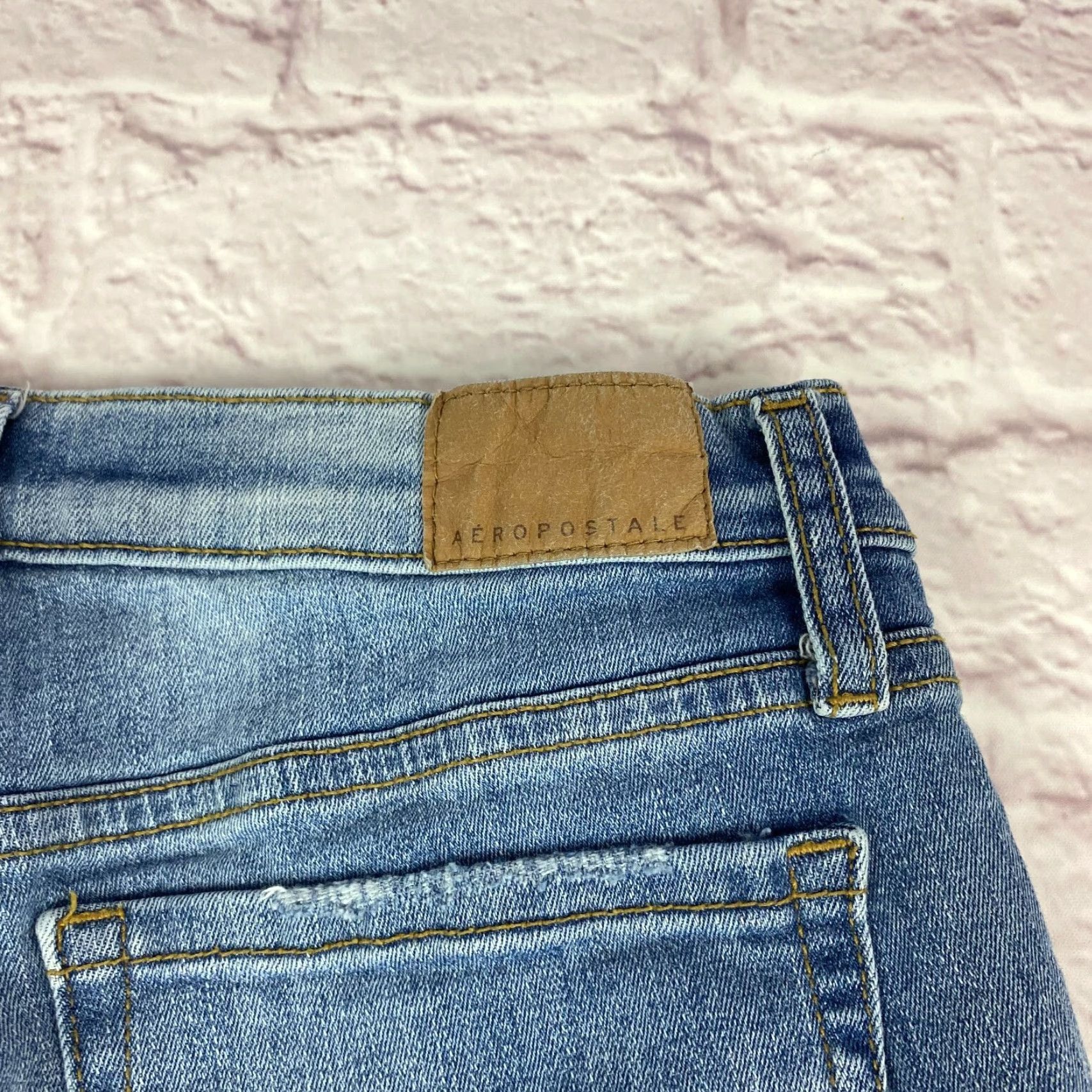 Vintage Aéropostale Womens Skinny Jeans Size 6 Blue Low Rise Distressed Stretch Jeans Size 28" / US 6 / IT 42 - 6 Thumbnail