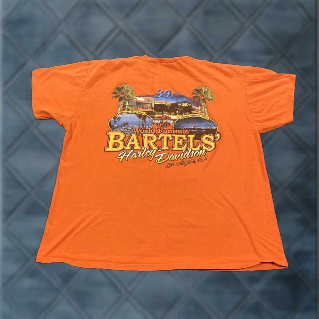 Harley Davidson Harley-Davidson Shirt Mens XL Orange Bartels Los Angeles Motorcycle Graphic Tee Size US XL / EU 56 / 4 - 1 Thumbnail
