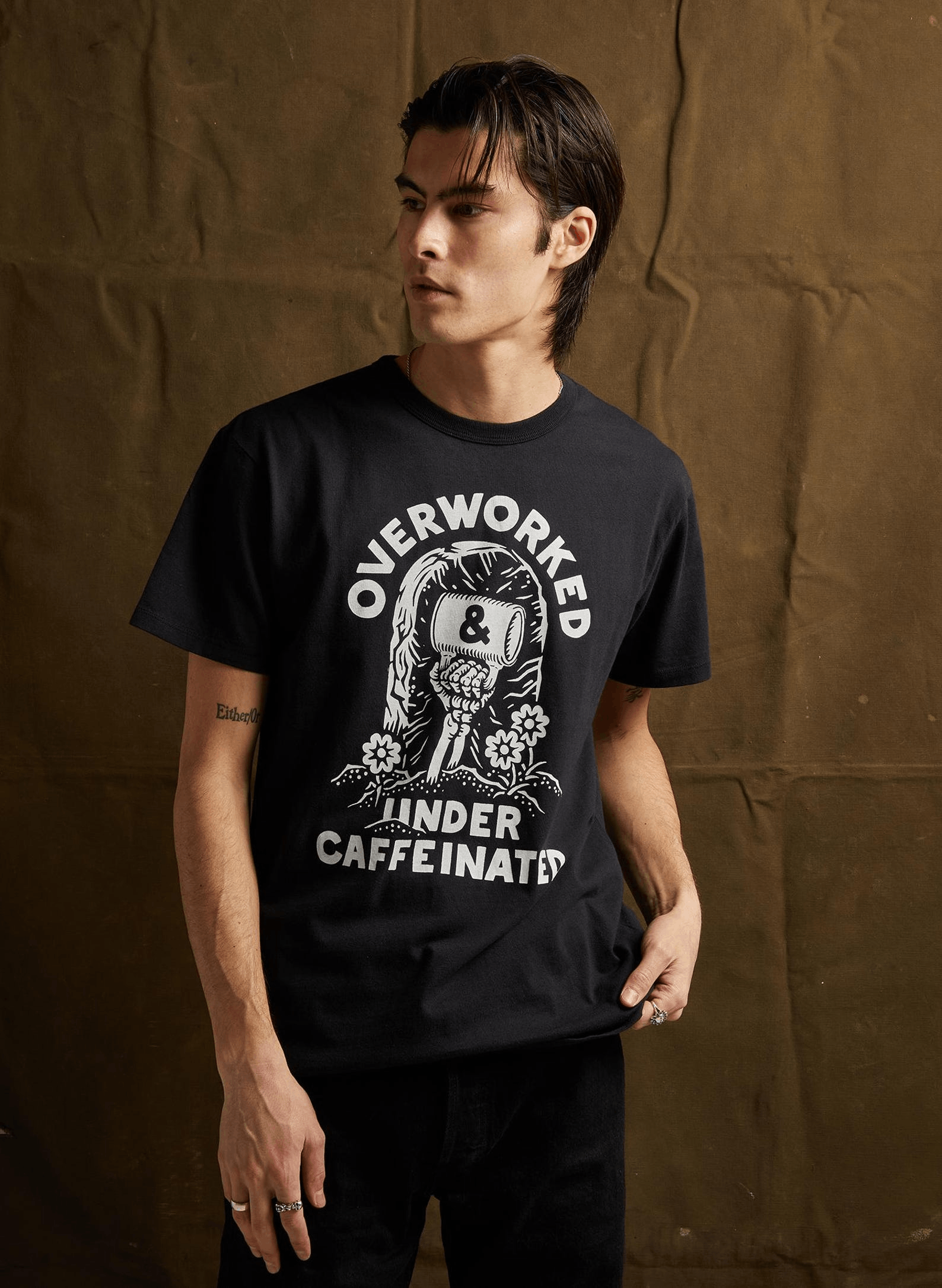 Designer × Vintage Over Worked Under Caffeinated T-Shirt Size US M / EU 48-50 / 2 - 3 Thumbnail