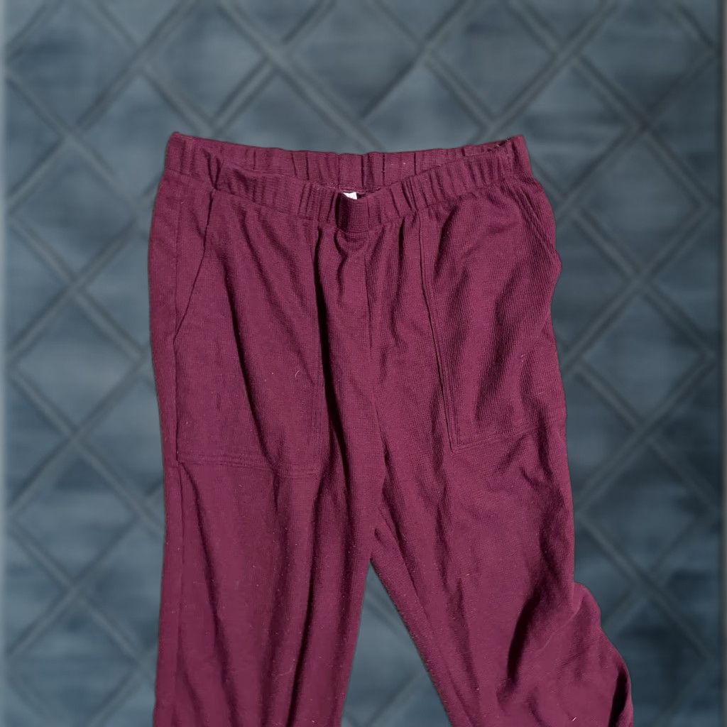 Victoria's Secret Victoria's Secret Sweatpants Pants M Relaxed Waffle Knit Jogger Lounge Maroon Cotton Polyester Knit Pockets Elastic Waist Tapered Regular Women Size 32" / US 10 / IT 46 - 1 Thumbnail