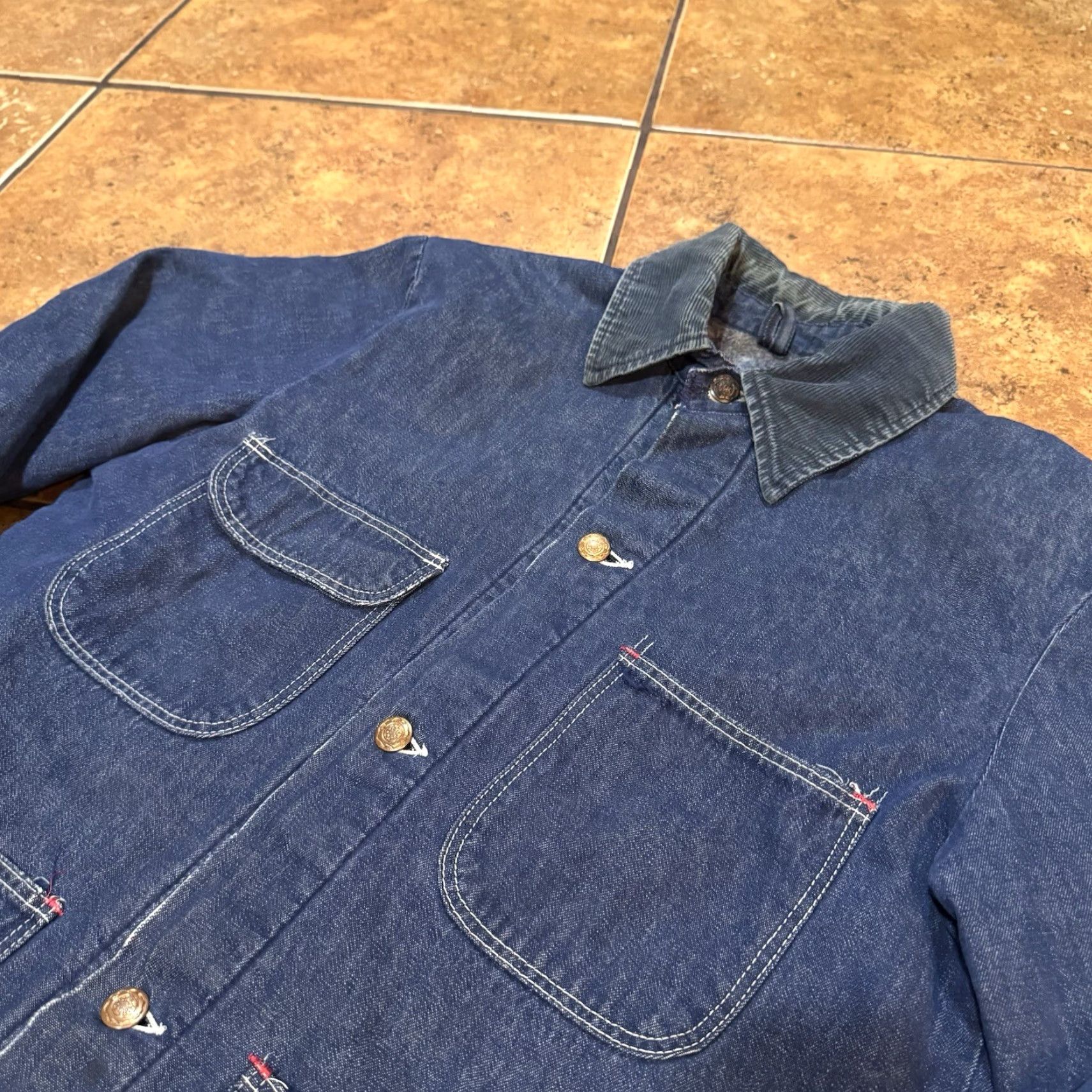 Wrangler VINTAGE Wrangler Denim Jean Chore Coat Work Jacket Mens M Blue, 60s 70s Sanforized, Overcoat, All Seasons, Lined, Pockets, Button, Regular Fit Size US 31 - 4 Thumbnail