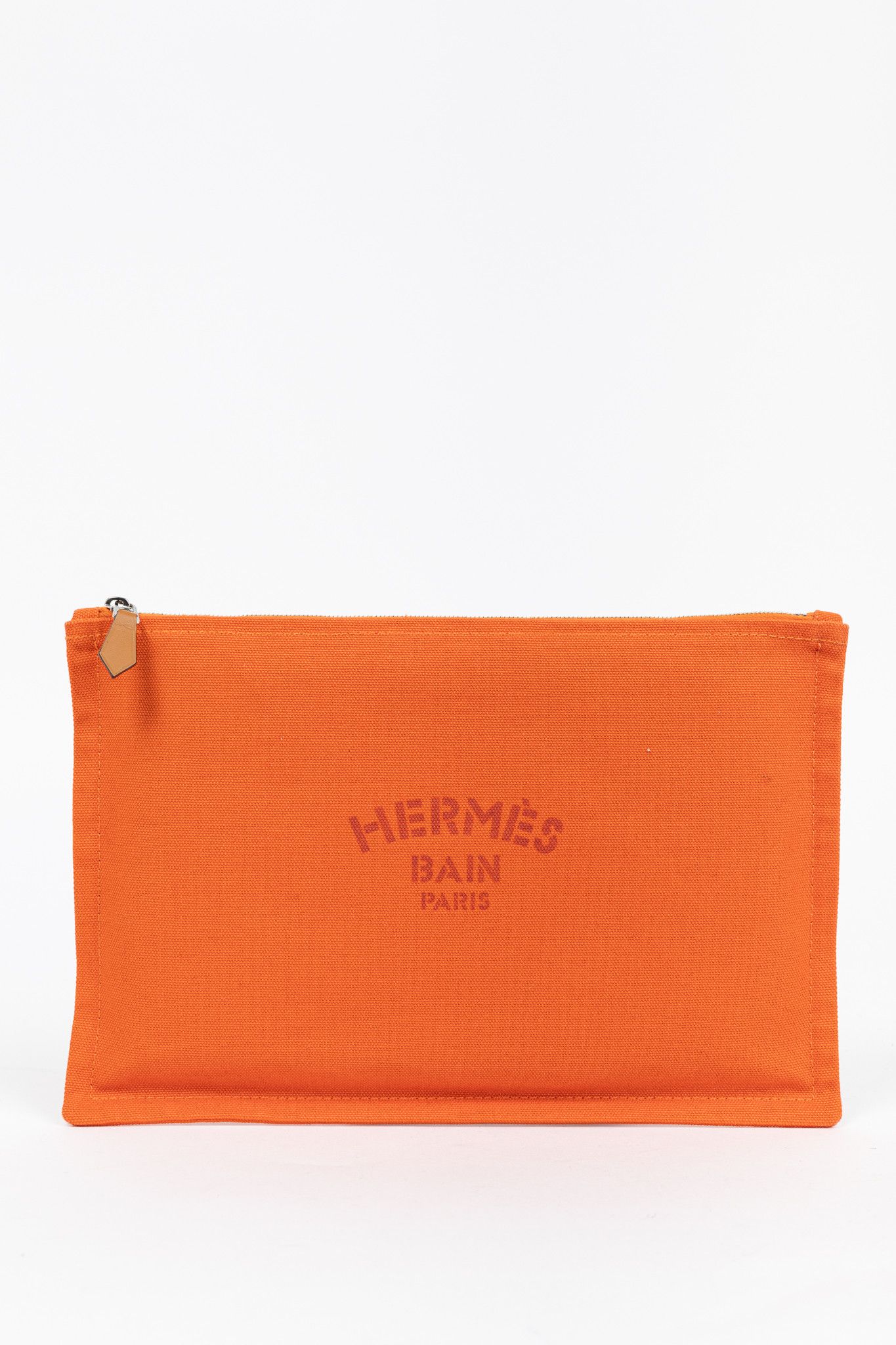 Hermes Hermes Flat Yachting GM Orange Logo Toile Pouch Size ONE SIZE - 1 Thumbnail
