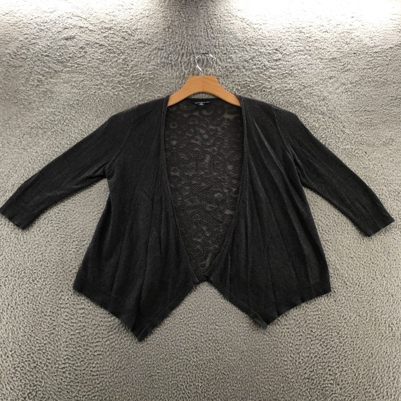 American Eagle Outfitters American Eagle Outfitters Cardigan Drape 3/4 Sleeve Gray Open Front Womens M Knit Sweater Size M / US 6-8 / IT 42-44 - 2 Thumbnail