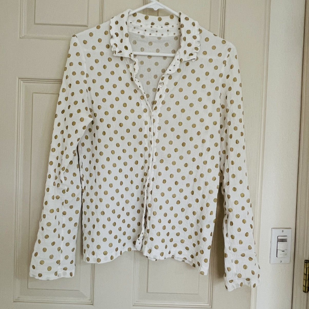 Tsumori Chisato Tsumori Chisato Gold Polka Dot Crinkle Gauze Blouse Japan Size S / US 4 / IT 40 - 3 Thumbnail