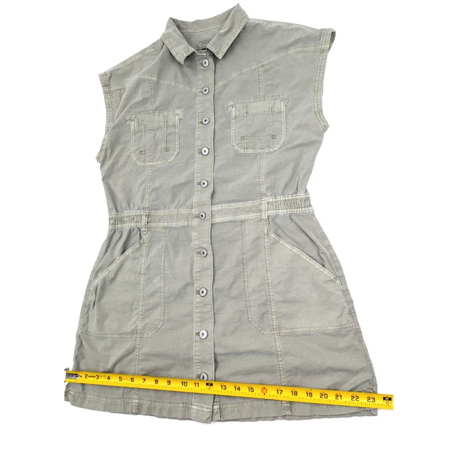 American Eagle Outfitters American Eagle Outfitters Lightweight Denim Sleeveless Button Dress Women L Green Size L / US 10 / IT 46 - 6 Thumbnail