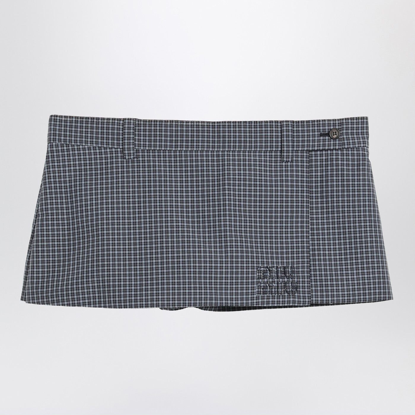 Miu Miu Miu Miu Mini Skirt In Blue Tech Check Size 27" / US 4 / IT 40 - 1 Thumbnail