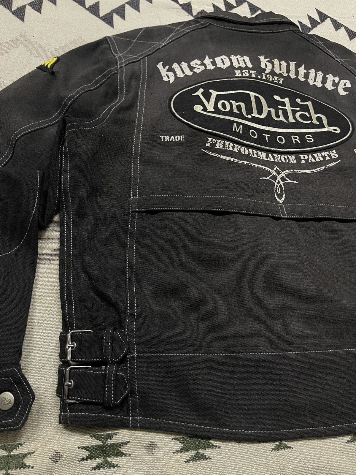 Von Dutch 2000s VON DUTCH MOTORS COTTON BIKER JACKETFADED JACKET Size US M / EU 48-50 / 2 - 14 Thumbnail