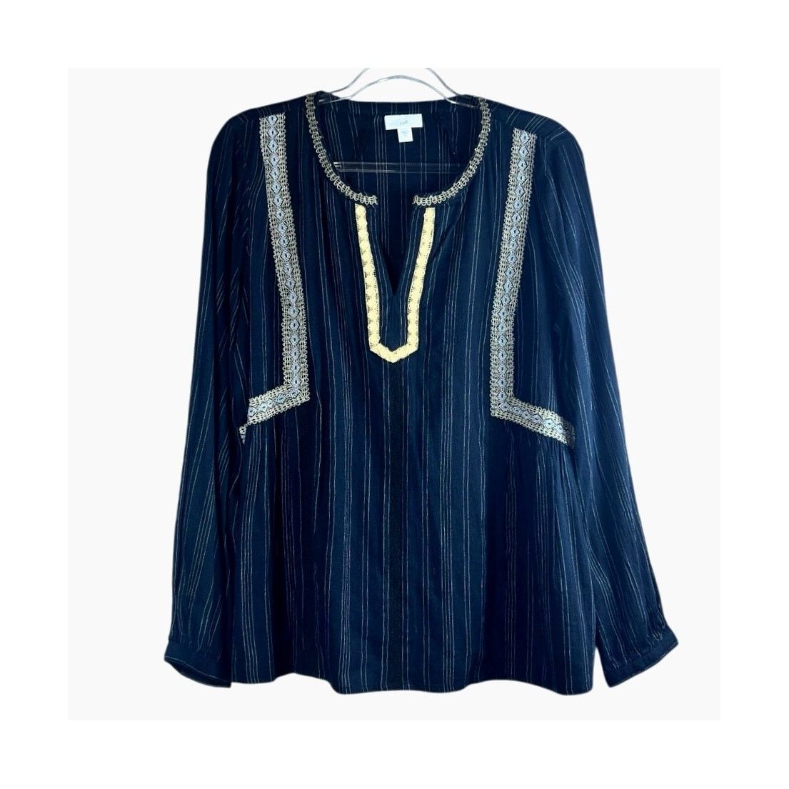 Other J.Jill Black Embroidered Peasant Tunic Cotton Long Sleeve M Size M / US 6-8 / IT 42-44 - 2 Thumbnail