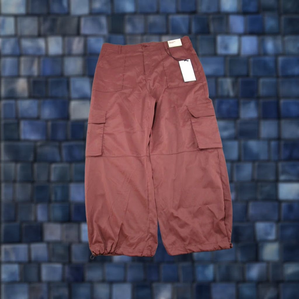 Vintage BCBG Parachute Jogger Pants Paperbag Style 2XL Brown Pockets Womens Regular Baggy Wide Leg Vintage No Size 40" / US 18 - 1 Thumbnail
