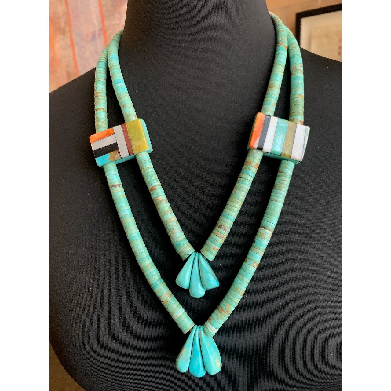 Vintage Native American Turquoise Kewa Santo Domingo Heishi Necklace Size ONE SIZE - 1 Thumbnail