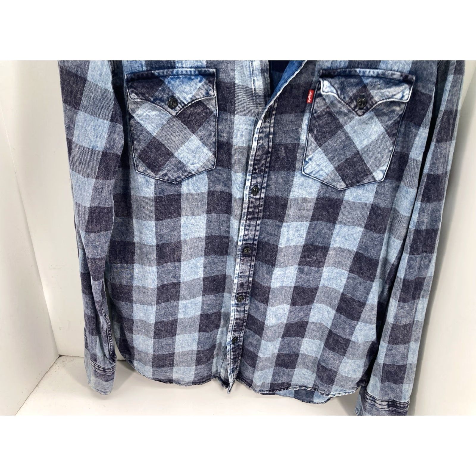 Levi's Levi's Shirt Men L Indigo Blue Plaid Button Long Sleeve Cotton Casual Slim Fit Crew Neck? Size US L / EU 52-54 / 3 - 3 Thumbnail